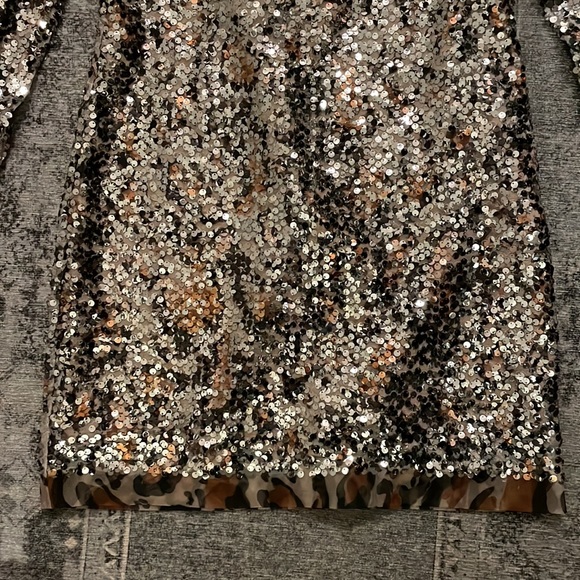 Elie Tahari Amelie sequin animal print dress w/ sheer leopard print! - Picture 2 of 5